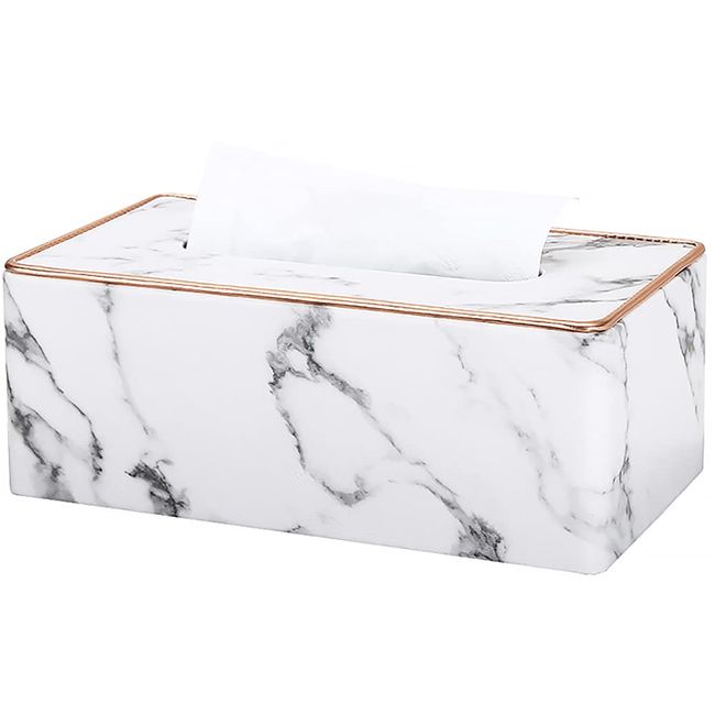 VIEAURA Tissue Case, Marble Pattern, PU Leather, Tissue Box, Stylish, Interior Decoration