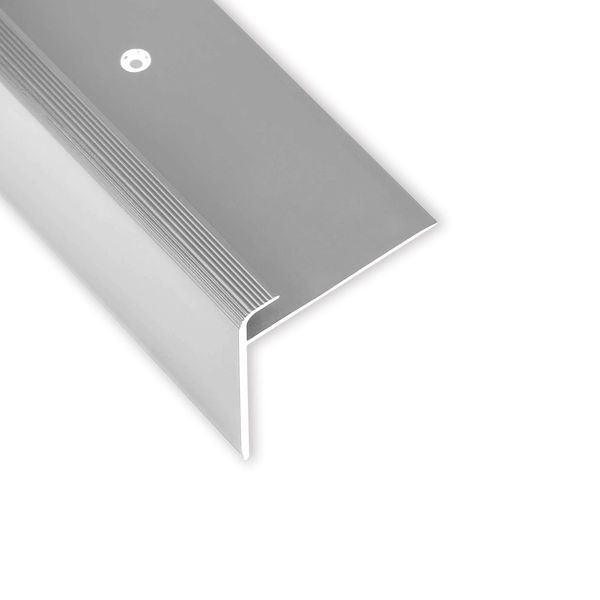 Toolerando Treppenkantenprofil F-Form Abschlussprofil, aus Aluminium, Schraubmontage, Länge 134 cm, Silber