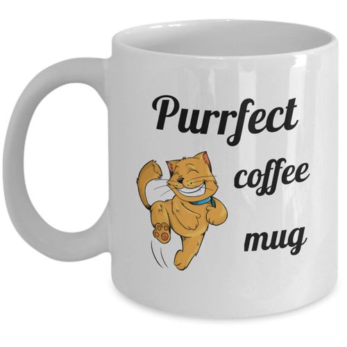 Purrfect coffee mug - Adorable cat lady pet lover black cats purr Meow kids gift