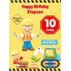 Kids 10th Birthday Builder Cartoon Card for Stepson