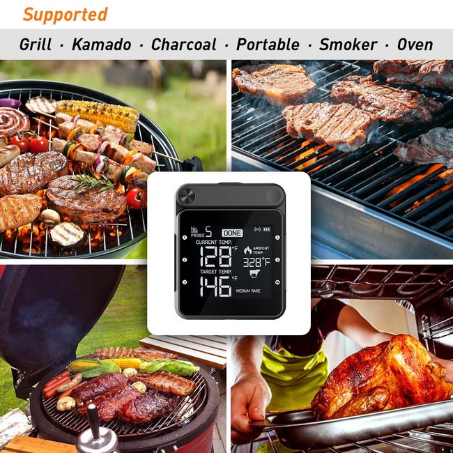 Smart Remote Digital Bluetooth BBQ Grill Cooking Food Wireless Meat  Thermometer For Barbecue Oven Kitchen With Long Probe