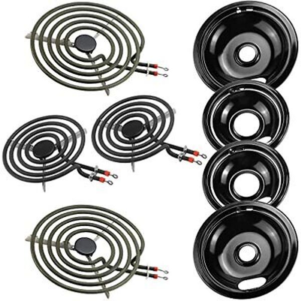 Porcelain Burner Drip Pan & MP22YA Electric Range Burner Element Unit Set