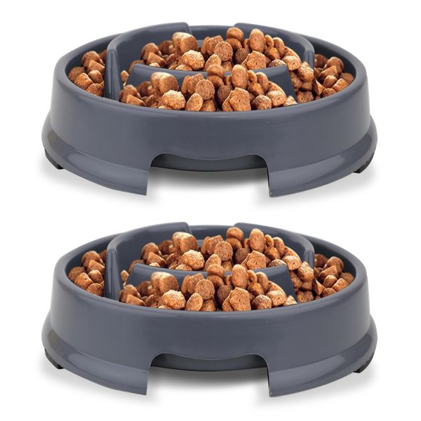 Pack of 2 Slow Feeder Dog Bowl, Anti Slip Dog Bowls to Slow Down Eating, Anti-Gulp Dog Feeding Bowls, Dog Slow Feeder Bowl