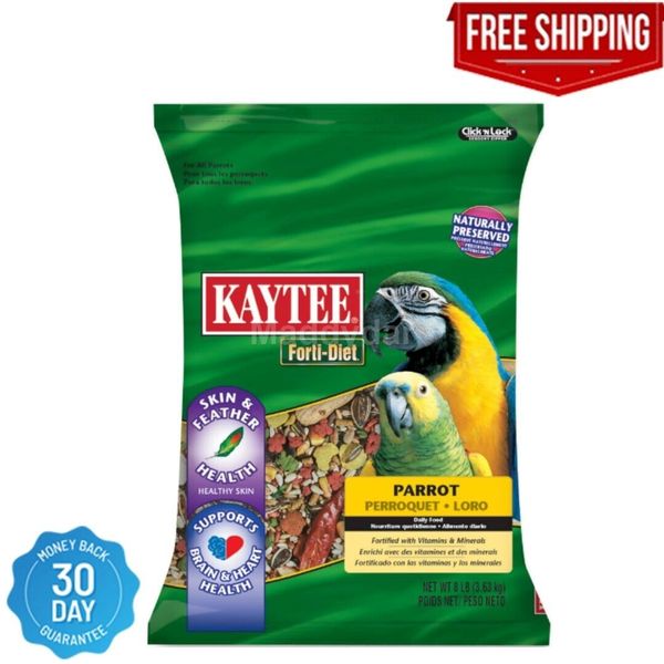 Kaytee Forti-Diet Parrot Feather Health Pet Bird Food, 8 lb Free & Fast Shipping