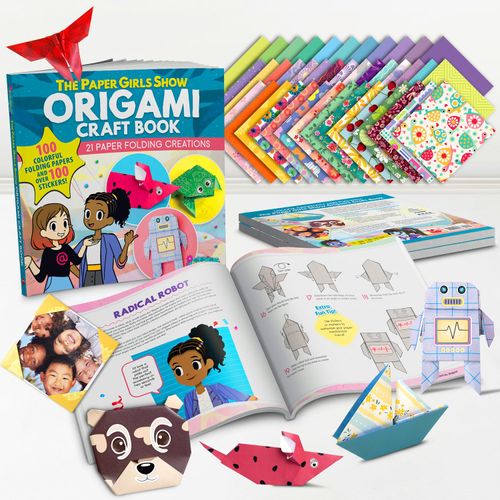 The Paper Girls Show Origami Craft Book: 21 Paper Folding Creations (Happy Fox Books) Origami Kit for Kids Ages 6 and Up - 100 Sheets of Origami Paper, 100+ Stickers, QR Codes to Video, and More