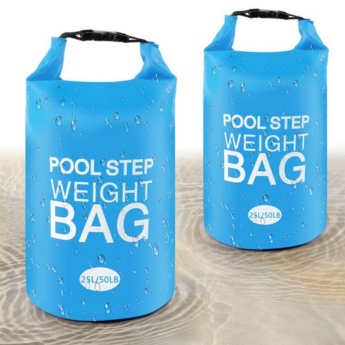 2 Pack Universal Pool Step Weights, 25L/50LB No Breaken Pool Ladder Weights for Above Ground Pools, Waterproof Pool Sand Stair Weights for Pool Steps, Easy&Quick Fill Sand (Sky Blue)