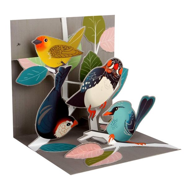 Pop Up Birch Tree Birds Greeting Card