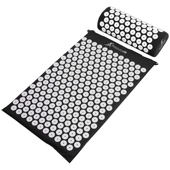 ProsourceFit ProSource Acupressure Mat and Pillow Set for Back/Neck Pain Relief and Muscle Relaxation, Black