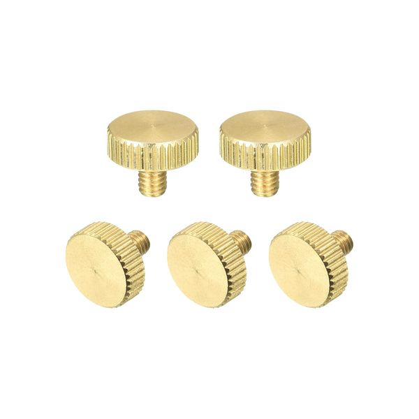 uxcell Knurled Thumb Screw M4x6 mm Flat Brass Bolt Grip Knob Fastener for PC, Electronic, Mechanical 5 Pcs