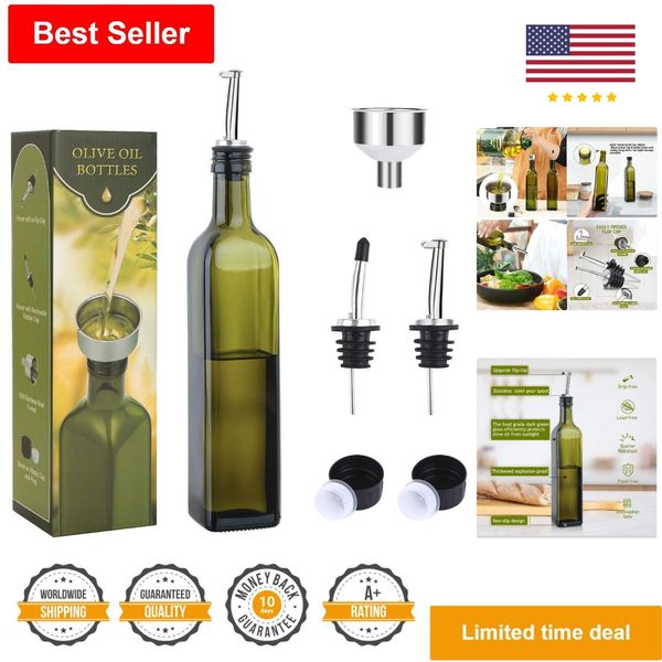 Elegant Glass Olive Oil Dispenser - Non-Drip Design - Freshness Preserving