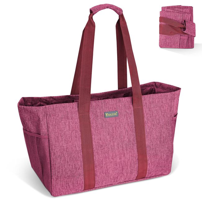 BALEINE Soft 9 Gallon Extra Large Utility Tote, Foldable Reusable Storage Bag (Berry Pink)