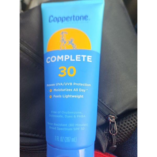 Coppertone Complete 30 SPF 7oz Water Resistant 80min Sunscreen Lotion Exp 5/24