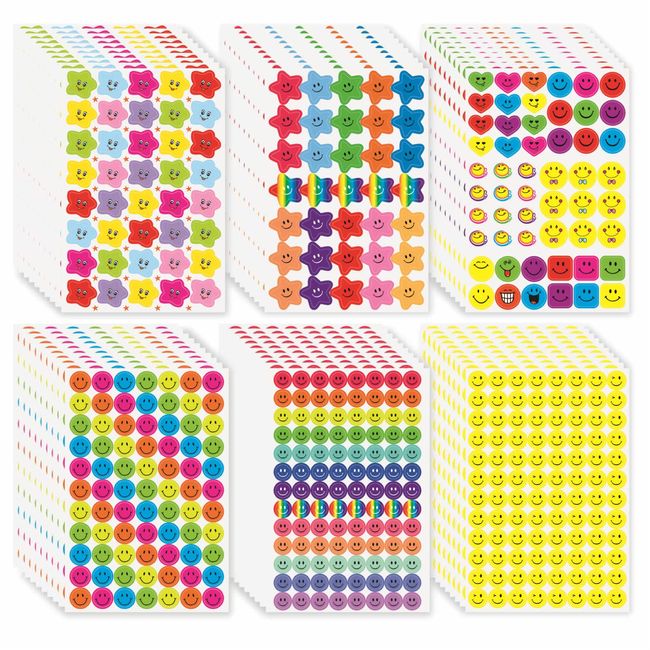 Cristallo Reward Stickers, Bulk [4060 Pieces] Reward Stickers, Well Made Seals, Toilet Training Stickers, Cute, Stars, Smile