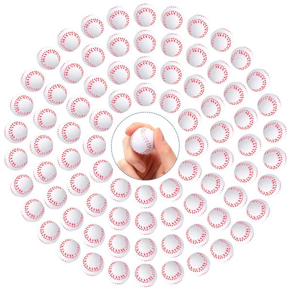 100 Pack Mini Foam Baseballs Bulk for Sport Party Stress Relief Foam Baseballs Small Soft Baseballs for Birthday Game Party Supplies Favors, 1.18 Inch