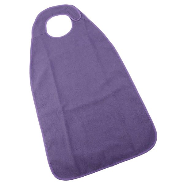 rosenice 1pc Waterproof Adult Clothing Protectors Bib Double Layer Adjustable Apron with Magic Tape for Disability Elder Mealtime Dining (Purple)