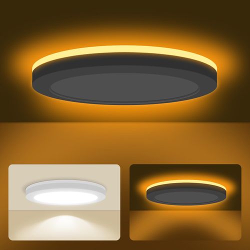mw 7 Inch LED Flush Mount Ceiling Light with Night Light, 12W, 2700K/3000K/3500K/4000K/5000K Selectable, Ceiling Lights Flush Mount with Night Light, Wired (No Remote)