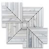 L7L5XP Statuary White Marble Maze Square Chevron Mosaic Tile Polished