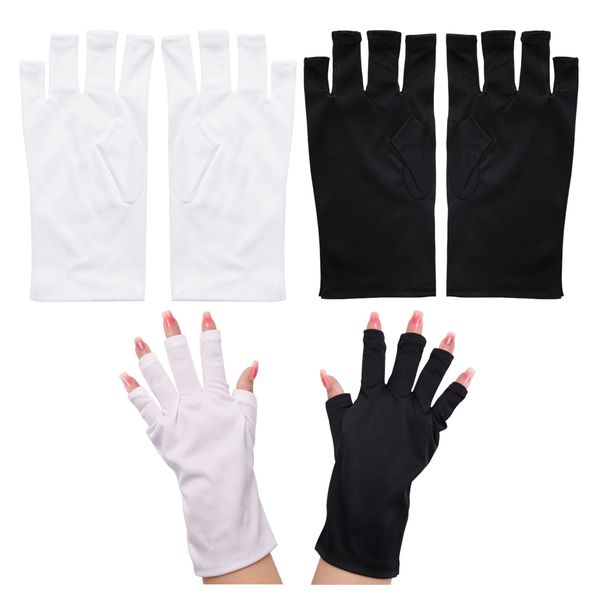 2 Pairs Fingerless Gloves, UV Nail Gloves, Manicure Tools, UV Protection Gloves, Fingerless Gloves, Nail Art Protection Accessories