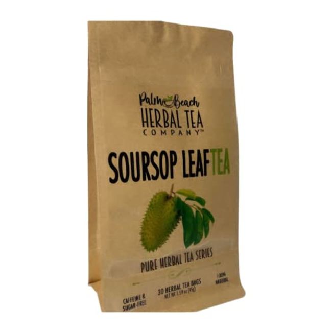 Soursop Leaf Tea - Pure Herbal Tea Series by Palm Beach Herbal Tea Company (30 Tea Bags) 100% Natural