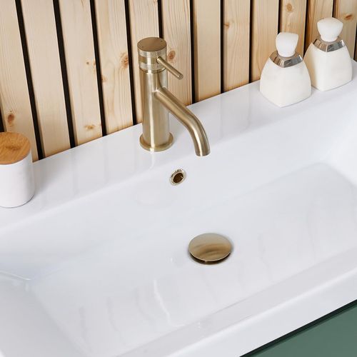 Brushed Brass Sink Overflow Ring | Basin Sink Hole Cover | Brushed Brass | Apres | Round Overflow Cover | Basin Trim for Bathroom Sink Toilet Wash Basin (Brushed Brass)