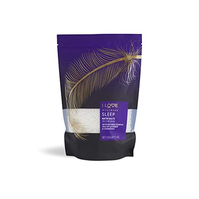 I Love Wellness Sleep Bath Salts, with Natural Essential Oils of Lavender & Chamomile, Formulated with Mineral Rich Sea Salt, Made with Natural Extracts, Vegan-Friendly - 500g