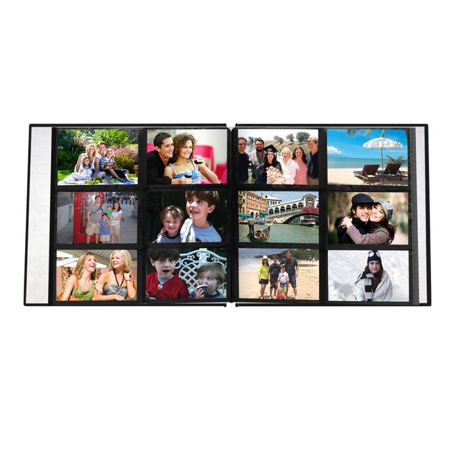 Pioneer Collage Frame Embossed Family Sewn Leatherette Cover 300 Pocket Photo Album, Black
