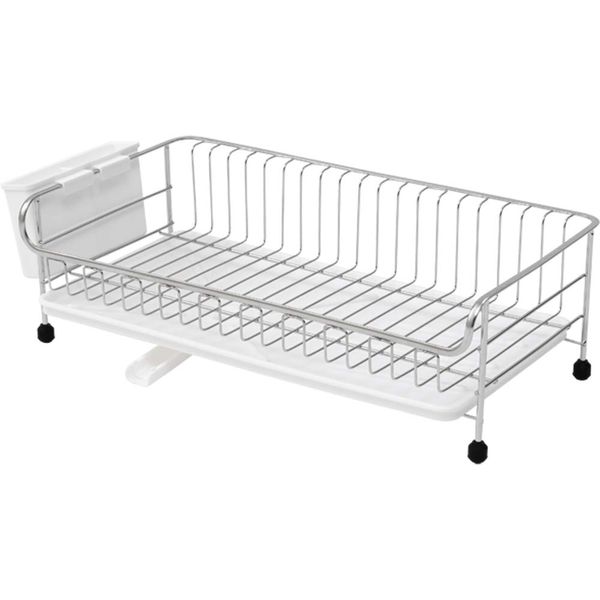 Iris Plaza SSDD-1S Draining Rack, Tension Living Alone, Drainer, Basket, Over Sink, Basket, Stainless Steel, 1-Tier White, Space Saving, Tension Drainage Rack