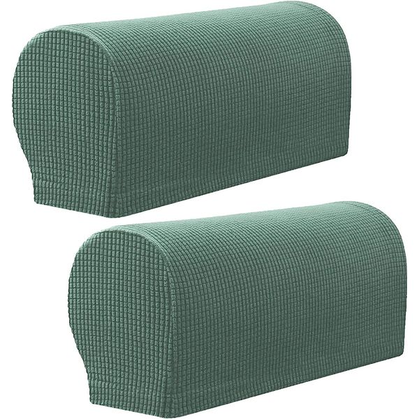 XIEHUZA Arm Rest Covers, Stretch Armchair Couch Armrest Chair Covers for Furniture Protector, Anti-Slip Sofa Chair Arm Caps Spandex Polyester Slipcovers, Set of 2 (Matcha Green)