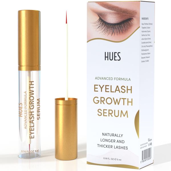 Hues Premium Eyelash Serum (5ML) - Lash Serum Boosts Lash for Fuller, Longer, Thicker Looking Eyelashes, Lash Enhancing Serum for Natural Lashes.