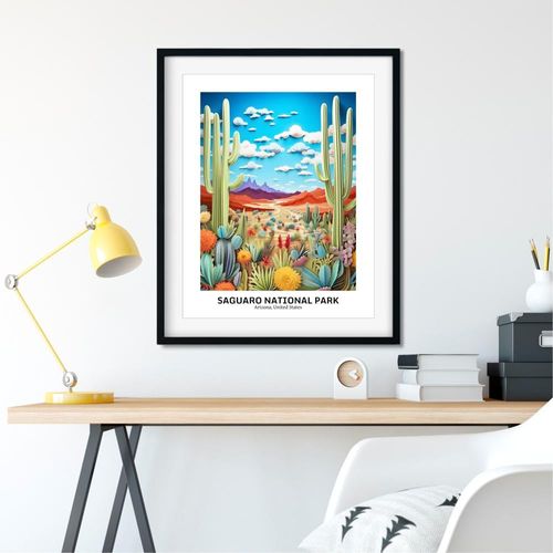 Susie Arts 8X10 Unframed Saguaro National Park Paper 3D Landscape Picture Photograph Natural Scenic Geographic Art Print Poster Office Home Wall Decor SDAP811
