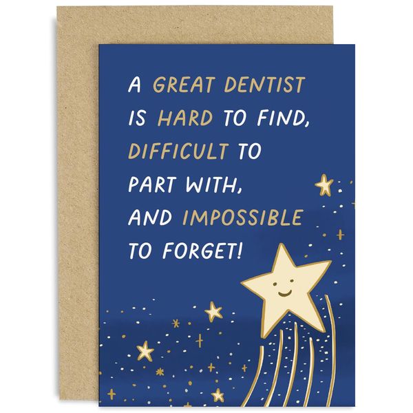 Old English Co. Cute Thank You Card for Dentist - Great Dentist Star Card - Thank You Card for Orthodontist, Dental Surgery, Accident - Special Thank You Card | Blank Inside with Envelope