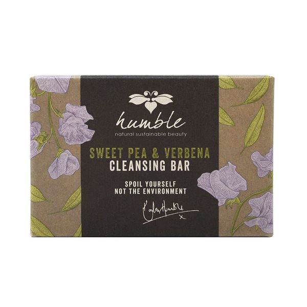 Humble Beauty Sweet Pea & Verbena Cleansing Bar (75g) - Carefully created with natural biodegradable ingredients. Cruelty Free. Recyclable packaging.