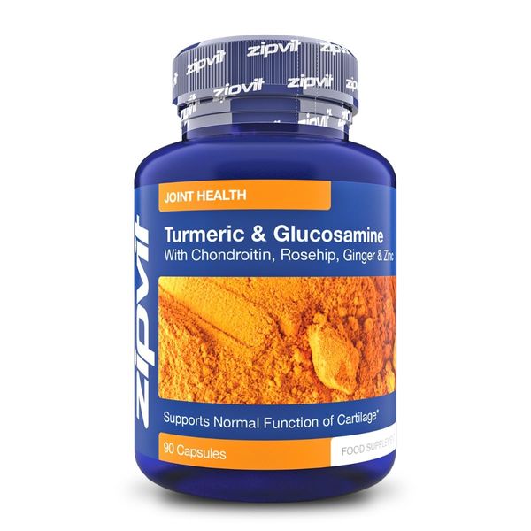 Zipvit Turmeric & Glucosamine Complex with Chondroitin, Vitamin C, Rosehip, Ginger & Zinc. 90 Capsules. High Strength Joint, Bone & Cartilage Health, Reduces Fatigue, Immunity Support