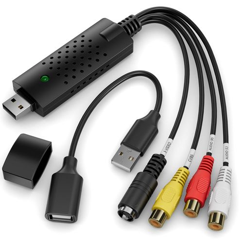 VHS to Digital Converter,RCA to USB Audio Video Converter,USB 2.0 Video Capture Card,Convert VHS to Digital from VHS VCR Mini DV Hi8 DVD for MAC/PC, Black, BR116