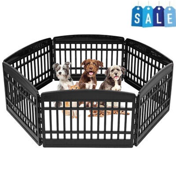 24" Exercise 6-Panel Pet Playpen Dog Play Yard Puppy Small Dogs Keep Pets Secure