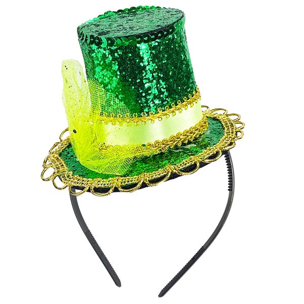 Green Mini Top Hat Headband St Patricks Day Irish Tiny Leprechaun Hat on Headband Fasciantor for Women Tea Party