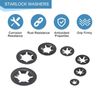 sourcing map 115Pcs Internal Tooth Washers Assortment Kit, 65Mn Tooth locking Ring Washers Quick Speed Nut ing Fastener, 7 Size, Black