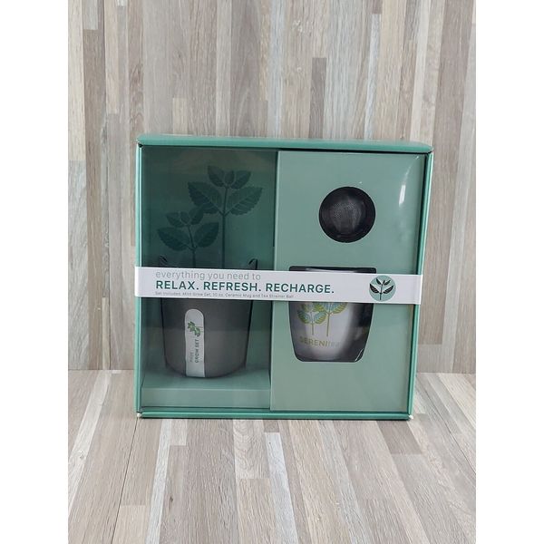 Goldessence Aromas Relax, Refresh, Recharge Mint Grow set w/ Ceramic Mug