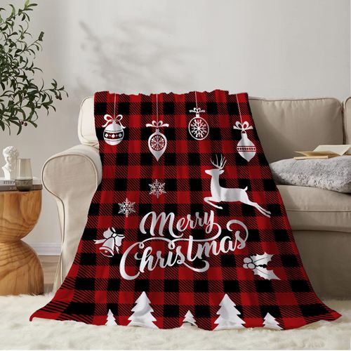 YeeJu Christmas Large Throw Blanket Red Plaid Christmas Throw Blanket for Couch Sofa Bed Soft Cozy Lightweight Fuzzy Plush Fleece Blankets and Throws Xmas Winter Blanket 50x70