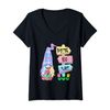 Womens Easter Gnome Egg Hunt Pastel Spring Gingham Plaid V-Neck T-Shirt
