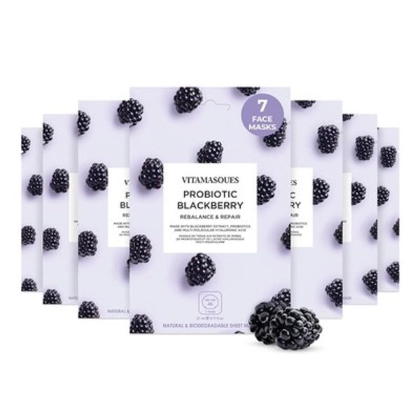 Vitamasques Probiotic Blackberry Face Sheet Mask 7 Pack - Korean Skin Care Facia