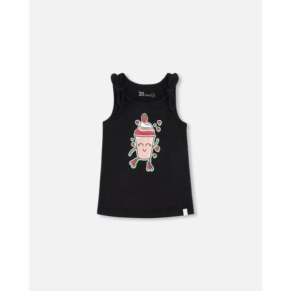 Organic Cotton Tank Top With Knot Black - 5