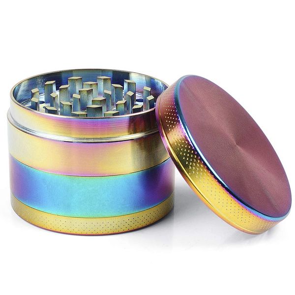 XYGK Grinder - 4 Pieces Zinc Alloy Pollen Rainbow Grinders Spice Grinder Colorful Herb Grinder with Magnetic Top (2inch-Diameter)