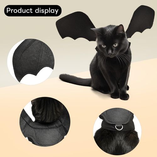 EpicCos Batwing Cat Costume with Leash Hook - Soft Felt Kitten Costume, Adjustable Cat Puppy Clothes for Cosplay Party Walks (M)