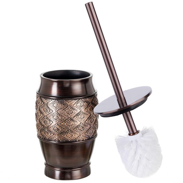 Creative Scents Dublin Toilet Brush Set - Toilet Bowl Cleaner Brush and Holder - Decorative Toilet Bowl Scrubber - Space Saving Design 5" x 5" x 15"H, Contemporary Toilet Bowl Cleaner (Brown)