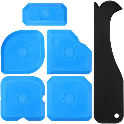 6 Pieces Caulk Tool Kit Sealant Silicone Finishing Tools Silicone Smoothing Tool Grout Finishing Tool for Bathroom Kitchen Room Floor Sealant Grout Finishing Sealing, Blue