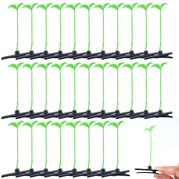 CRASPIRE 100Pcs Bean Sprout Hair Clips Plant Green Little Grass Funny Hairpins Barrette Headwear Cute Small for Women School Home Christmas Party Favors Bulk Funny Hair Accessories