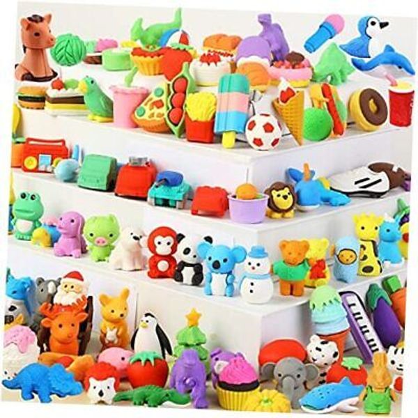 110Pcs Animal Erasers Kids Pencil Eraser Desk Pet Puzzle Eraser 3D Bulk Mini