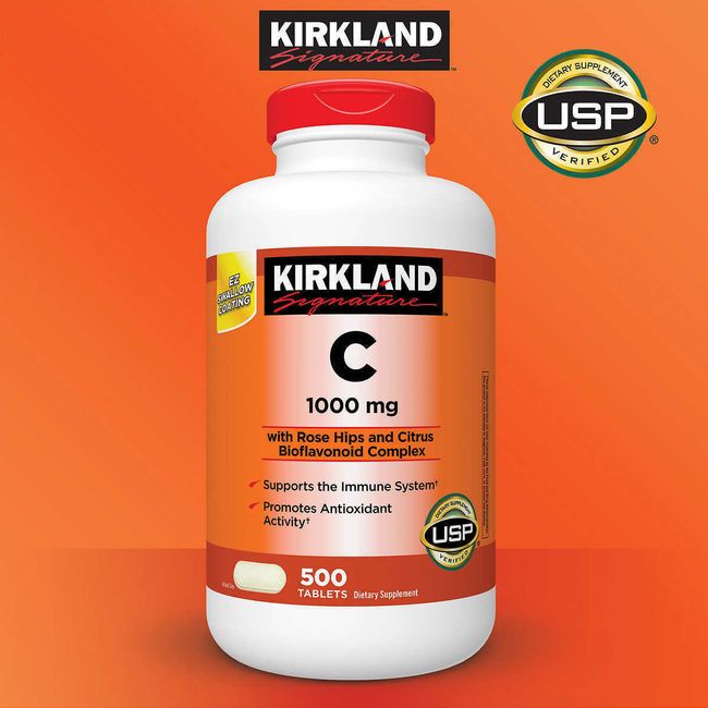 Kirkland Signature Vitamin C 1000mg with Rose Hips 500 Tablets ** Immune System