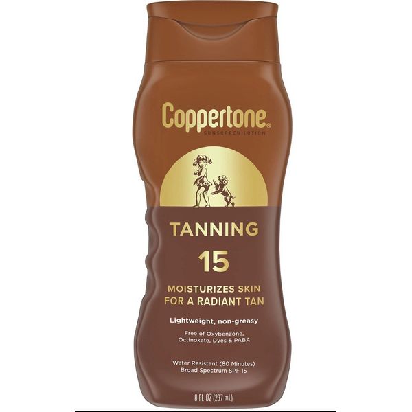 Coppertone Tanning Sunscreen Lotion, Water Resistant Body Sunscreen SPF 15,